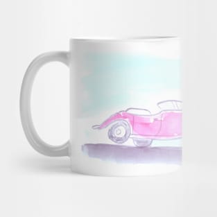 Auto, car, transport, journey, speed, road, driver, watercolor, watercolour, hand drawn, drawing, illustration, Mug